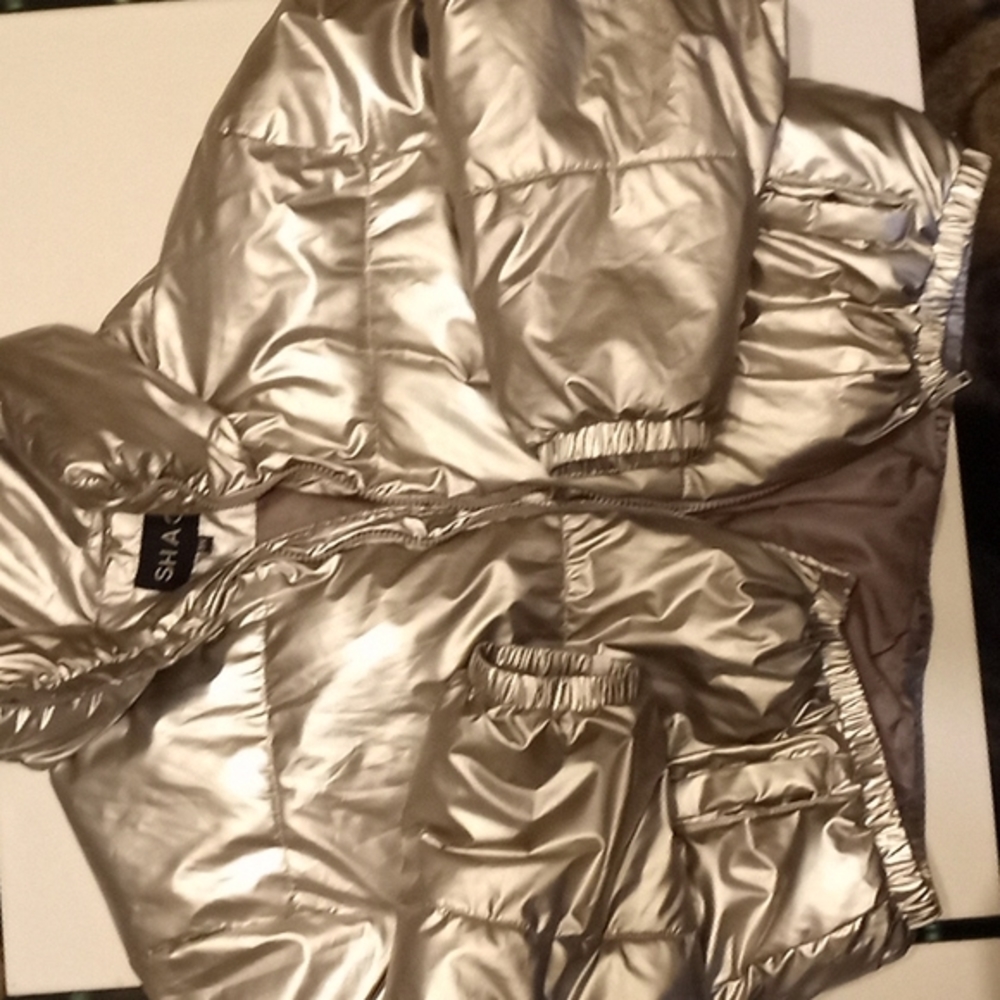Silver Puffer crop jacket